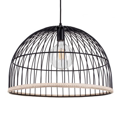 GLOBOSTAR® NEVIS 00681 Μοντέρνο Κρεμαστό Φωτιστικό Οροφής με Ντουί 1 x E27 AC 220-240V IP20 - Μαύρο & Μπεζ - Μ49 x Π49 x Υ34.5cm