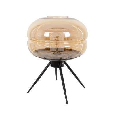 GLOBOSTAR® JAVAN 00737 Μοντέρνο Επιτραπέζιο Φωτιστικό Πορτατίφ με Ντουί 1 x E27 AC 220-240V IP20 - Μελί & Μαύρο - Μ30 x Π30 x Y19cm