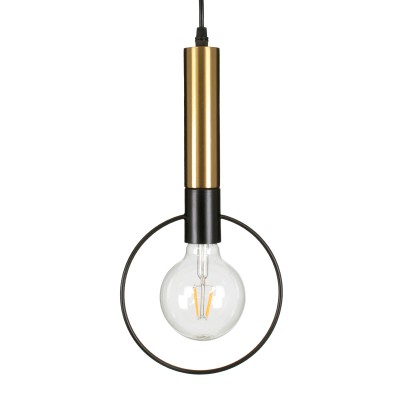 GLOBOSTAR® OLVERO 00772 Μοντέρνο Κρεμαστό Φωτιστικό Οροφής με Ντουί 1 x E27 AC 220-240V IP20 - Μαύρο & Χρυσό - Μ18 x Π4 x Y38cm