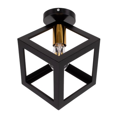 GLOBOSTAR® CUBE 00799 Μοντέρνο Φωτιστικό Οροφής με Ντουί 1 x E27 AC 220-240V IP20 - Μαύρο & Χρυσό - Μ25 x Π25 x Υ25cm GLOBOSTAR® CUBE 00799 Μοντέρνο Φωτιστικό Οροφής με Ντουί 1 x E27 AC 220-240V IP20 - Μαύρο & Χρυσό - Μ25 x Π25 x Υ25cm