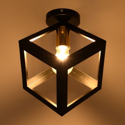 GLOBOSTAR® CUBE 00799 Μοντέρνο Φωτιστικό Οροφής με Ντουί 1 x E27 AC 220-240V IP20 - Μαύρο & Χρυσό - Μ25 x Π25 x Υ25cm GLOBOSTAR® CUBE 00799 Μοντέρνο Φωτιστικό Οροφής με Ντουί 1 x E27 AC 220-240V IP20 - Μαύρο & Χρυσό - Μ25 x Π25 x Υ25cm