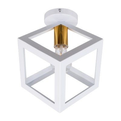 GLOBOSTAR® CUBE 00800 Μοντέρνο Φωτιστικό Οροφής με Ντουί 1 x E27 AC 220-240V IP20 - Λευκό & Χρυσό - Μ25 x Π25 x Υ25cm GLOBOSTAR® CUBE 00800 Μοντέρνο Φωτιστικό Οροφής με Ντουί 1 x E27 AC 220-240V IP20 - Λευκό & Χρυσό - Μ25 x Π25 x Υ25cm
