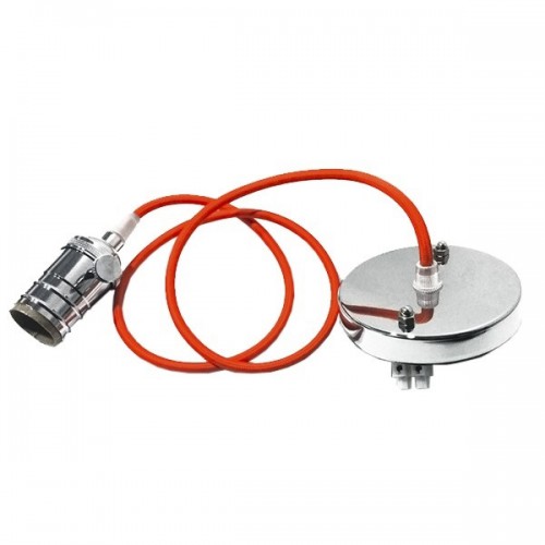 GLOBOSTAR® SUSPENS 115101 Vintage Κρεμαστό Φωτιστικό Οροφής με Ντουί 1 x E27 AC 220-240V IP20 - Ασημί & Πορτοκαλί - Μ10 x Π10 x Y94.3cm GLOBOSTAR® SUSPENS 115101 Vintage Κρεμαστό Φωτιστικό Οροφής με Ντουί 1 x E27 AC 220-240V IP20 - Ασημί & Πορτοκαλί - Μ10 x Π10 x Y94.3cm