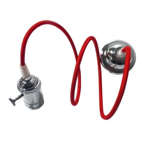 GLOBOSTAR® SUSPENS 115104 Vintage Κρεμαστό Φωτιστικό Οροφής με Ντουί 1 x E27 AC 220-240V IP20 - Ασημί & Κόκκινο - Μ6.7 x Π6.7 x Y94.3cm GLOBOSTAR® SUSPENS 115104 Vintage Κρεμαστό Φωτιστικό Οροφής με Ντουί 1 x E27 AC 220-240V IP20 - Ασημί & Κόκκινο - Μ6.7 x Π6.7 x Y94.3cm