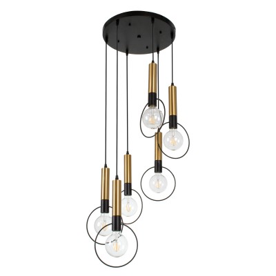 GLOBOSTAR® OLVERO 00774 Μοντέρνο Κρεμαστό Φωτιστικό Οροφής με Ντουί 6 x E27 AC 220-240V IP20 - Μαύρο & Χρυσό - Μ55 x Π55 x Y130cm GLOBOSTAR® OLVERO 00774 Μοντέρνο Κρεμαστό Φωτιστικό Οροφής με Ντουί 6 x E27 AC 220-240V IP20 - Μαύρο & Χρυσό - Μ55 x Π55 x Y130cm