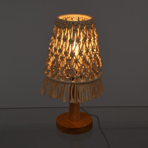 GloboStar® RWANDA 36210 Boho Επιτραπέζιο Φωτιστικό Πορτατίφ Μονόφωτο 1 x E27 IP20 Μπεζ Σχοινί με Καφέ Ξύλο - Μ15 x Π15 x Υ30cm GloboStar® RWANDA 36210 Boho Επιτραπέζιο Φωτιστικό Πορτατίφ Μονόφωτο 1 x E27 IP20 Μπεζ Σχοινί με Καφέ Ξύλο - Μ15 x Π15 x Υ30cm