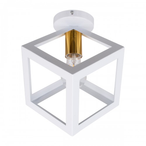 GLOBOSTAR® CUBE 00800 Μοντέρνο Φωτιστικό Οροφής με Ντουί 1 x E27 AC 220-240V IP20 - Λευκό & Χρυσό - Μ25 x Π25 x Υ25cm GLOBOSTAR® CUBE 00800 Μοντέρνο Φωτιστικό Οροφής με Ντουί 1 x E27 AC 220-240V IP20 - Λευκό & Χρυσό - Μ25 x Π25 x Υ25cm