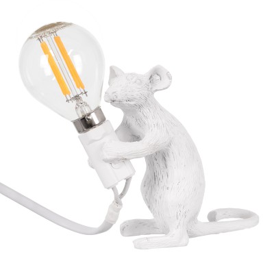 GloboStar® MOUSE 00679 Vintage Επιτραπέζιο Φωτιστικό Πορτατίφ Μονόφωτο 1 x E12 IP20 Λευκό Πλαστικό - Μ12 x Π4 x Υ10cm GloboStar® MOUSE 00679 Vintage Επιτραπέζιο Φωτιστικό Πορτατίφ Μονόφωτο 1 x E12 IP20 Λευκό Πλαστικό - Μ12 x Π4 x Υ10cm