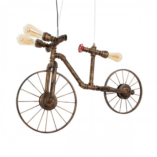 GloboStar® SWIFTWALKER 00660 Vintage Industrial Κρεμαστό Φωτιστικό Οροφής Τρίφωτο 3 x E27 Μπρούτζινο Μεταλλικό Πλέγμα Μ85 x Π29.5 x Υ55cm Διακόσμηση - Φωτισμός - Χαλιά