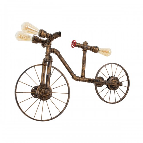 GloboStar® SWIFTWALKER 00659 Vintage Industrial Επιτοίχιο Φωτιστικό Απλίκα Τρίφωτο Μπρούτζινο Μεταλλικό Πλέγμα Μ85 x Π29.5 x Υ55cm Διακόσμηση - Φωτισμός - Χαλιά