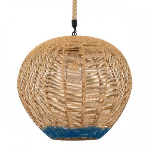 GloboStar® SIMON 00727 Vintage Κρεμαστό Φωτιστικό Οροφής Μονόφωτο 1 x E27 Μπεζ - Μπλε Καμπάνα με Σχοινί Φ50 x Υ47cm Διακόσμηση - Φωτισμός - Χαλιά GloboStar® SIMON 00727 Vintage Κρεμαστό Φωτιστικό Οροφής Μονόφωτο 1 x E27 Μπεζ - Μπλε Καμπάνα με Σχοινί Φ50 x Υ47cm Διακόσμηση - Φωτισμός - Χαλιά
