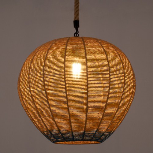 GloboStar® SIMON 00727 Vintage Κρεμαστό Φωτιστικό Οροφής Μονόφωτο 1 x E27 Μπεζ - Μπλε Καμπάνα με Σχοινί Φ50 x Υ47cm Διακόσμηση - Φωτισμός - Χαλιά GloboStar® SIMON 00727 Vintage Κρεμαστό Φωτιστικό Οροφής Μονόφωτο 1 x E27 Μπεζ - Μπλε Καμπάνα με Σχοινί Φ50 x Υ47cm Διακόσμηση - Φωτισμός - Χαλιά