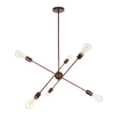 GLOBOSTAR® ZANE 00785 Μοντέρνο Φωτιστικό Οροφής με Ντουί 6 x E27 AC 220-240V IP20 - Χάλκινο - Μ70 x Π70 x Υ100cm