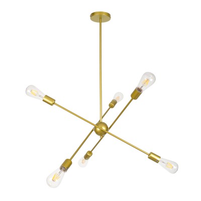 GLOBOSTAR® ZANE 00786 Μοντέρνο Φωτιστικό Οροφής με Ντουί 6 x E27 AC 220-240V IP20 - Χρυσό - Μ70 x Π70 x Υ100cm