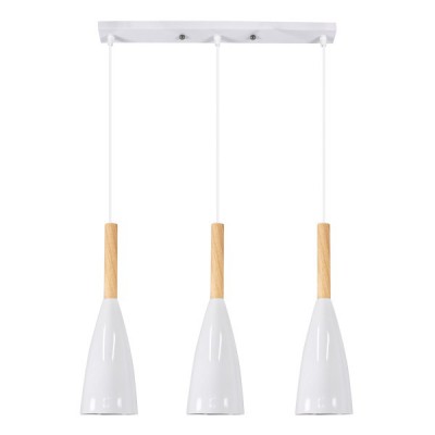 GLOBOSTAR® DILLON 00631 Μοντέρνο Κρεμαστό Φωτιστικό Οροφής με Ντουί 3 x E27 AC 220-240V IP20 - Λευκό & Μπεζ - Μ54 x Π14 x Υ130cm