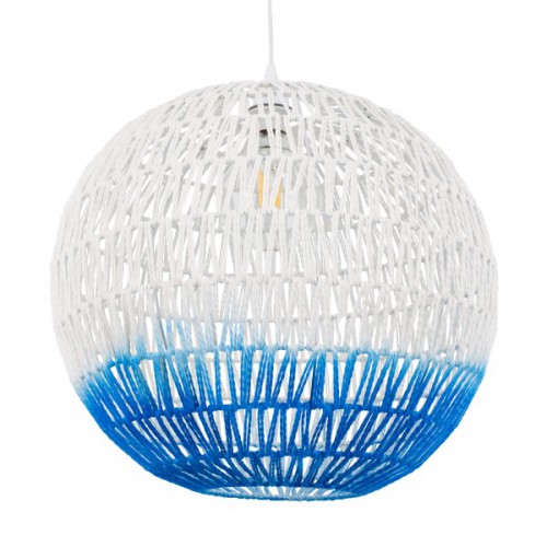 GloboStar® SANTOR 00729 Vintage Κρεμαστό Φωτιστικό Οροφής Μονόφωτο 1 x E27 Λευκό - Μπλε Καμπάνα με Σχοινί Φ50 x Υ50cm Διακόσμηση - Φωτισμός - Χαλιά GloboStar® SANTOR 00729 Vintage Κρεμαστό Φωτιστικό Οροφής Μονόφωτο 1 x E27 Λευκό - Μπλε Καμπάνα με Σχοινί Φ50 x Υ50cm Διακόσμηση - Φωτισμός - Χαλιά