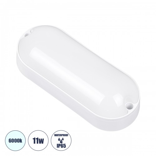 GloboStar® HOMIE 61000 LED Πλαφονιέρα Οροφής - Τοίχου Οβάλ 11W 960lm 150° AC 220-240V Αδιάβροχο IP65 Μ17 x Π7 x Υ4.5cm Ψυχρό Λευκό 6000K - 3 Years Warranty Διακόσμηση - Φως - Χαλιά