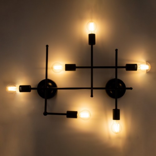 GloboStar® PIPING 00664 Vintage Industrial Επιτοίχιο Φωτιστικό Πολύφωτο Μαύρο Μεταλλικό Πλέγμα Μ66 x Π9.5 x Υ49cm Διακόσμηση - Φωτισμός - Χαλιά GloboStar® PIPING 00664 Vintage Industrial Επιτοίχιο Φωτιστικό Πολύφωτο Μαύρο Μεταλλικό Πλέγμα Μ66 x Π9.5 x Υ49cm Διακόσμηση - Φωτισμός - Χαλιά