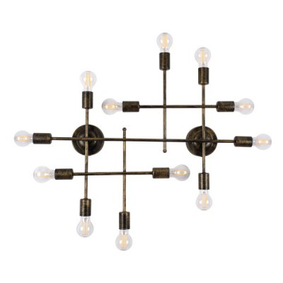 GLOBOSTAR® PIPING 00669 Vintage Φωτιστικό Τοίχου - Απλίκα με Ντουί 12 x E27 AC 220-240V IP20 - Μπρούτζινο - Μ78.5 x Π9.5 x Υ64cm