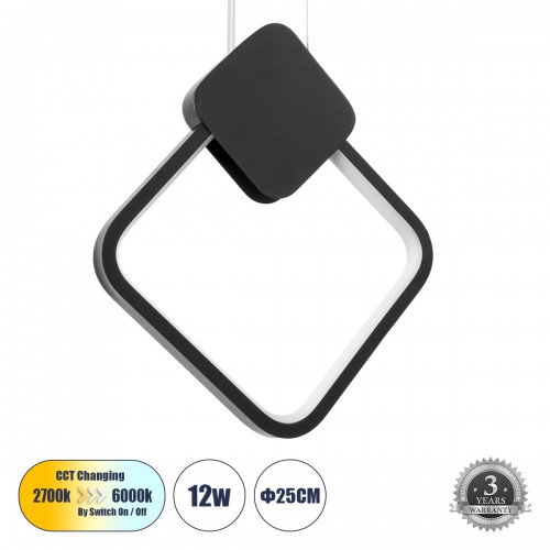 GloboStar® MARY 61082 Κρεμαστό Φωτιστικό Οροφής Design LED CCT 12W 1440lm 300° AC 220-240V - Εναλλαγή Φωτισμού μέσω Διακόπτη On/Off All In One Ψυχρό 6000k+Φυσικό 4500k+Θερμό 2700k Μ20 x Π2.3 x Υ28.5cm - Μαύρο Διακόσμηση - Φως - Χαλιά GloboStar® MARY 61082 Κρεμαστό Φωτιστικό Οροφής Design LED CCT 12W 1440lm 300° AC 220-240V - Εναλλαγή Φωτισμού μέσω Διακόπτη On/Off All In One Ψυχρό 6000k+Φυσικό 4500k+Θερμό 2700k Μ20 x Π2.3 x Υ28.5cm - Μαύρο Διακόσμηση - Φως - Χαλιά