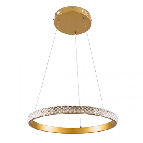 GloboStar® DIAMOND 61129 Κρεμαστό Φωτιστικό Δαχτυλίδι-Κύκλος LED CCT 30W 3513lm 360° AC 220-240V - Εναλλαγή Φωτισμού μέσω Τηλεχειριστηρίου All In One Ψυχρό 6000k+Φυσικό 4500k+Θερμό 2700k Dimmable Φ40cm - Χρυσό Βούρτσας - 3 Years Warranty Διακόσμηση - Φως 
