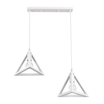 GLOBOSTAR® TRIANGLE 00612 Μοντέρνο Κρεμαστό Φωτιστικό Οροφής με Ντουί 2 x E27 AC 220-240V IP20 - Λευκό - Μ60 x Π22 x Y130cm