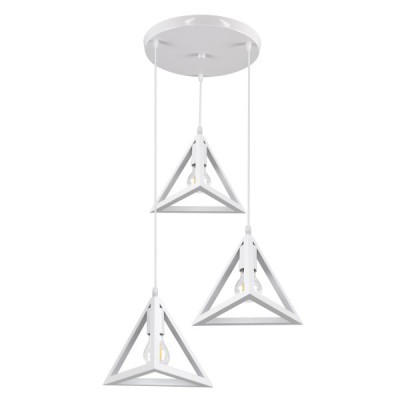 GLOBOSTAR® TRIANGLE 00617 Μοντέρνο Κρεμαστό Φωτιστικό Οροφής με Ντουί 3 x E27 AC 220-240V IP20 - Λευκό - Μ49 x Π49 x Y130cm