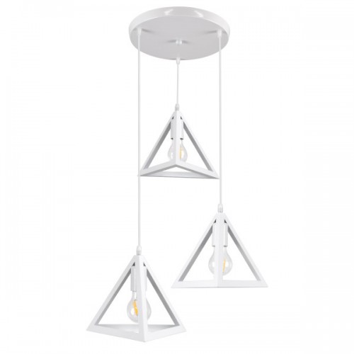 GloboStar® TRIANGLE 00617 Μοντέρνο Κρεμαστό Φωτιστικό Οροφής Τρίφωτο 3 x E27 Λευκό Μεταλλικό Πλέγμα Φ49 x Y130cm Διακόσμηση - Φωτισμός - Χαλιά