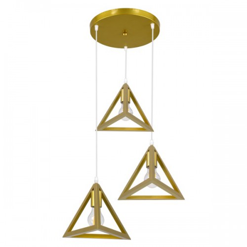 GloboStar® TRIANGLE 00620 Μοντέρνο Κρεμαστό Φωτιστικό Οροφής Τρίφωτο 3 x E27 Χρυσό Μεταλλικό Πλέγμα Φ49 x Y130cm Διακόσμηση - Φωτισμός - Χαλιά GloboStar® TRIANGLE 00620 Μοντέρνο Κρεμαστό Φωτιστικό Οροφής Τρίφωτο 3 x E27 Χρυσό Μεταλλικό Πλέγμα Φ49 x Y130cm Διακόσμηση - Φωτισμός - Χαλιά