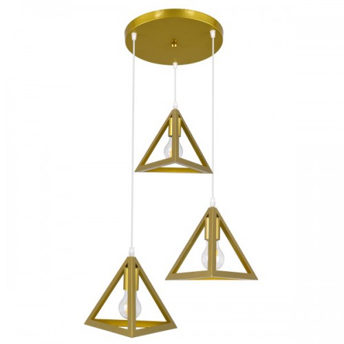 GloboStar® TRIANGLE 00620 Μοντέρνο Κρεμαστό Φωτιστικό Οροφής Τρίφωτο 3 x E27 Χρυσό Μεταλλικό Πλέγμα Φ49 x Y130cm Διακόσμηση - Φωτισμός - Χαλιά GloboStar® TRIANGLE 00620 Μοντέρνο Κρεμαστό Φωτιστικό Οροφής Τρίφωτο 3 x E27 Χρυσό Μεταλλικό Πλέγμα Φ49 x Y130cm Διακόσμηση - Φωτισμός - Χαλιά