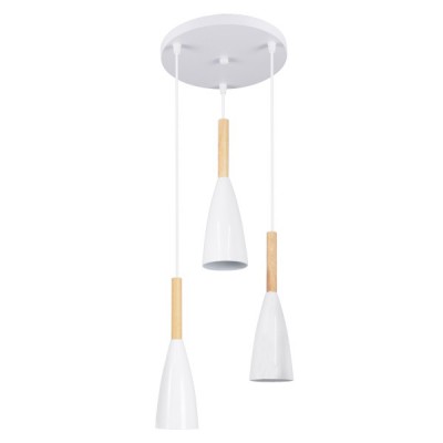 GLOBOSTAR® DILLON 00627 Μοντέρνο Κρεμαστό Φωτιστικό Οροφής με Ντουί 3 x E27 AC 220-240V IP20 - Λευκό & Μπεζ - Μ26 x Π26 x Υ130cm