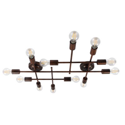 GLOBOSTAR® PIPING 00668-1 Vintage Φωτιστικό Οροφής με Ντουί 12 x E27 AC 220-240V IP20 - Χάλκινο - Μ78.5 x Π9.5 x Υ64cm