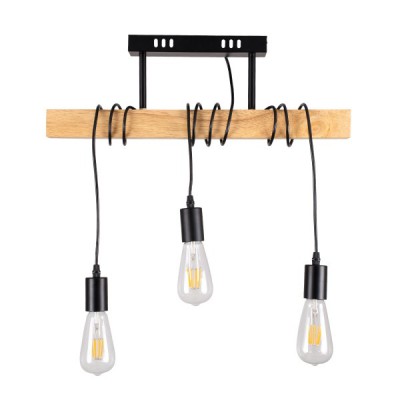 GLOBOSTAR® JOLLY 00605 Μοντέρνο Κρεμαστό Φωτιστικό Οροφής με Ντουί 3 x E27 AC 220-240V IP20 - Μαύρο & Μπεζ - Μ55 x Π6 x Υ115cm