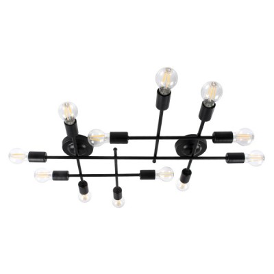 GLOBOSTAR® PIPING 00667-1 Vintage Φωτιστικό Οροφής με Ντουί 12 x E27 AC 220-240V IP20 - Μαύρο - Μ78.5 x Π9.5 x Υ64cm GLOBOSTAR® PIPING 00667-1 Vintage Φωτιστικό Οροφής με Ντουί 12 x E27 AC 220-240V IP20 - Μαύρο - Μ78.5 x Π9.5 x Υ64cm