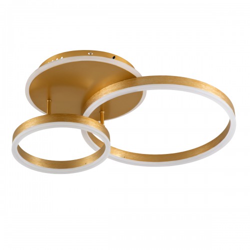 GloboStar® VENOM 61122 Φωτιστικό Οροφής Δαχτυλίδι-Κύκλος LED CCT 67W 8107lm 360° AC 220-240V - Εναλλαγή Φωτισμού μέσω Τηλεχειριστηρίου All In One Ψυχρό 6000k+Φυσικό 4500k+Θερμό 2700k Dimmable Φ25+40cm+BackLight - Χρυσό Βούρτσας - 3 Years Warranty Διακόσμη