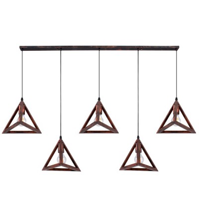 GLOBOSTAR® TRIANGLE 00609 Μοντέρνο Κρεμαστό Φωτιστικό Οροφής με Ντουί 5 x E27 AC 220-240V IP20 - Χάλκινο - Μ170 x Π22 x Y130cm
