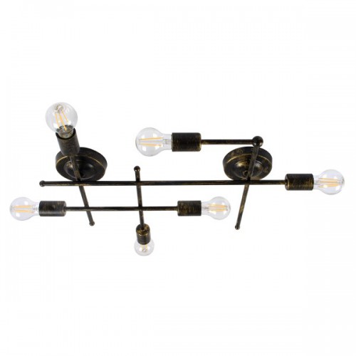 GloboStar® PIPING 00666-1 Vintage Industrial Φωτιστικό Οροφής Πολύφωτο Μπρούτζινο Μεταλλικό Πλέγμα Μ66 x Π9.5 x Υ49cm Διακόσμηση - Φωτισμός - Χαλιά