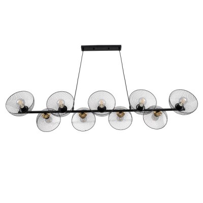 GLOBOSTAR® VERONA 00588 Μοντέρνο Κρεμαστό Φωτιστικό Οροφής με Ντουί 9 x E27 AC 220-240V IP20 - Μαύρο & Χρυσό - Μ140 x Π28 x Υ20cm GLOBOSTAR® VERONA 00588 Μοντέρνο Κρεμαστό Φωτιστικό Οροφής με Ντουί 9 x E27 AC 220-240V IP20 - Μαύρο & Χρυσό - Μ140 x Π28 x Υ20cm