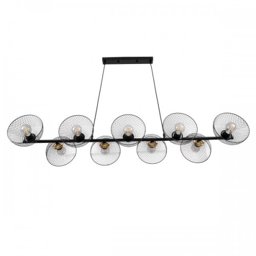 GLOBOSTAR® VERONA 00588 Μοντέρνο Κρεμαστό Φωτιστικό Οροφής με Ντουί 9 x E27 AC 220-240V IP20 - Μαύρο & Χρυσό - Μ140 x Π28 x Υ20cm GLOBOSTAR® VERONA 00588 Μοντέρνο Κρεμαστό Φωτιστικό Οροφής με Ντουί 9 x E27 AC 220-240V IP20 - Μαύρο & Χρυσό - Μ140 x Π28 x Υ20cm