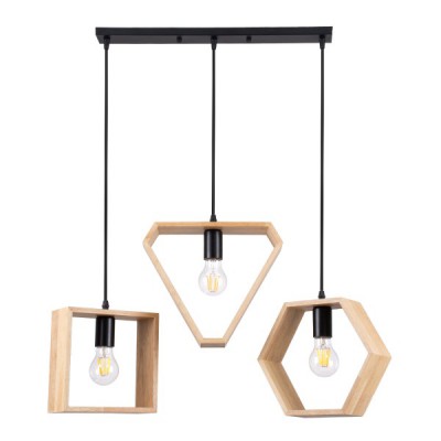 GLOBOSTAR® ELISE 00682 Μοντέρνο Κρεμαστό Φωτιστικό Οροφής με Ντουί 3 x E27 AC 220-240V IP20 - Μπεζ & Μαύρο - Μ76 x Π8 x Υ25cm