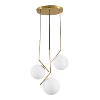GLOBOSTAR® MONROE 00953 Μοντέρνο Κρεμαστό Φωτιστικό Οροφής με Ντουί 3 x E27 AC 220-240V IP20 - Χρυσό & Λευκό - Μ60 x Π60 x Υ50cm