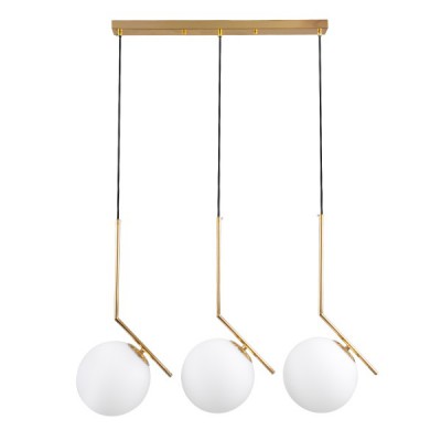 GLOBOSTAR® MONROE 00955 Μοντέρνο Κρεμαστό Φωτιστικό Οροφής με Ντουί 3 x E27 AC 220-240V IP20 - Χρυσό & Λευκό - Μ74 x Π25 x Υ50cm