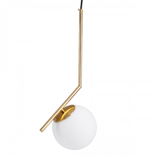 GloboStar® MONROE 00958 Μοντέρνο Κρεμαστό Φωτιστικό Οροφής Μονόφωτο 1 x E27 Χρυσό - Λευκό Μεταλλικό Μπάλα Φ15 x Υ49cm Διακόσμηση - Φως - Χαλιά