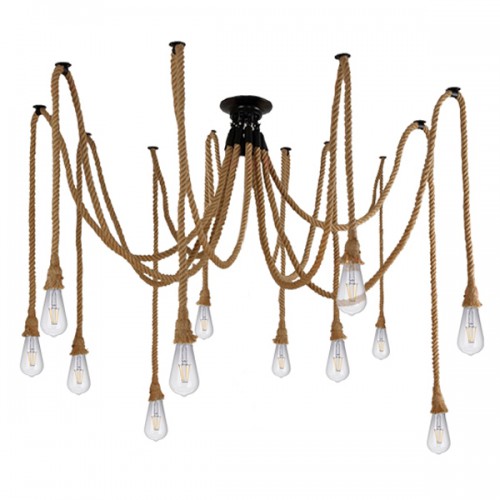 GloboStar® CRIMSON 01548 Vintage Φωτιστικό Οροφής Πολύφωτο 12 x E27 Μαύρο με 12 x 2 Μέτρα Μπεζ Σχοινί Διακόσμηση - Φωτισμός - Χαλιά GloboStar® CRIMSON 01548 Vintage Φωτιστικό Οροφής Πολύφωτο 12 x E27 Μαύρο με 12 x 2 Μέτρα Μπεζ Σχοινί Διακόσμηση - Φωτισμός - Χαλιά