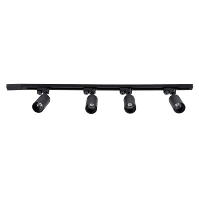 GLOBOSTAR® LEO 60356 Μοντέρνο Φωτιστικό Οροφής με Ντουί 4 x GU10 AC 220-240V IP20 - Μαύρο - Μ100 x Π6 x Υ20cm