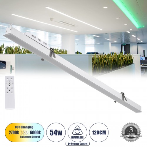 GloboStar® LUCA 61033 Γραμμικό Χωνευτό Φωτιστικό Linear LED CCT 54W 6500lm 120° AC 220-240V Μ121.5 x Π5 x Υ4cm - Εναλλαγή Φωτισμού μέσω Τηλεχειριστηρίου All In One Ψυχρό 6000k+Φυσικό 4500k+Θερμό 2700k Dimmable - Λευκό - 3 Years Warranty Διακόσμηση - Φως - GloboStar® LUCA 61033 Γραμμικό Χωνευτό Φωτιστικό Linear LED CCT 54W 6500lm 120° AC 220-240V Μ121.5 x Π5 x Υ4cm - Εναλλαγή Φωτισμού μέσω Τηλεχειριστηρίου All In One Ψυχρό 6000k+Φυσικό 4500k+Θερμό 2700k Dimmable - Λευκό - 3 Years Warranty Διακόσμηση - Φως -