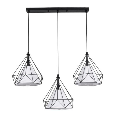 GLOBOSTAR® EIFFEL 61569 Vintage Κρεμαστό Φωτιστικό Οροφής με Ντουί 3 x E27 AC 220-240V IP20 - Μαύρο & Λευκό - Μ68 x Π25 x Υ130cm