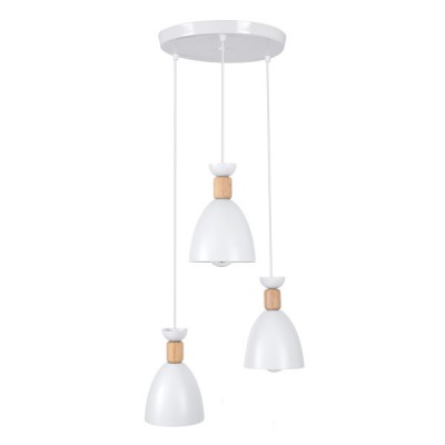 GLOBOSTAR® AVA 61573 Μοντέρνο Κρεμαστό Φωτιστικό Οροφής με Ντουί 3 x E27 AC 220-240V IP20 - Λευκό & Μπεζ - Μ35 x Π35 x Υ130cm