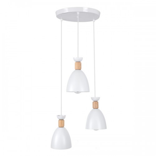 GLOBOSTAR® AVA 61573 Μοντέρνο Κρεμαστό Φωτιστικό Οροφής με Ντουί 3 x E27 AC 220-240V IP20 - Λευκό & Μπεζ - Μ35 x Π35 x Υ130cm