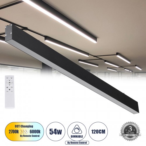GLOBOSTAR® FELIX 61028-S Μοντέρνο Φωτιστικό Οροφής LED 54W 6500lm 120° AC 220-240V IP20 Ρυθμιζόμενο Λευκό CCT με Χειριστήριο από 2700K έως 6000K Dimmable - Lumileds SMD Chip - Μαύρο Ματ - Μ120 x Π3.5 x Υ7cm - 3 Χρόνια Εγγύηση GLOBOSTAR® FELIX 61028-S Μοντέρνο Φωτιστικό Οροφής LED 54W 6500lm 120° AC 220-240V IP20 Ρυθμιζόμενο Λευκό CCT με Χειριστήριο από 2700K έως 6000K Dimmable - Lumileds SMD Chip - Μαύρο Ματ - Μ120 x Π3.5 x Υ7cm - 3 Χρόνια Εγγύηση